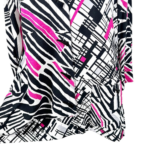 Ali Miles Abstract striped tunic top Wire Collar Artsy Chic A-Line Whimsy Size M - Picture 7 of 13